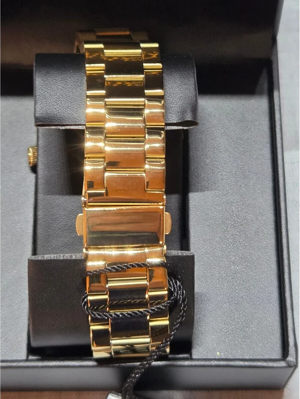 Badgley Mischka Mens Gold Tone Watch with Black Dial